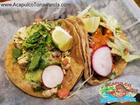 Tacos on Plate at Acapulco Mexican Restaurant in Tonawanda New York